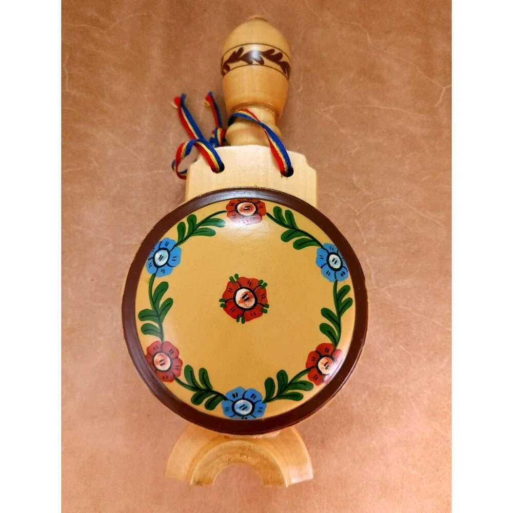 Vintage Romanian Wooden Flask Canteen 9
